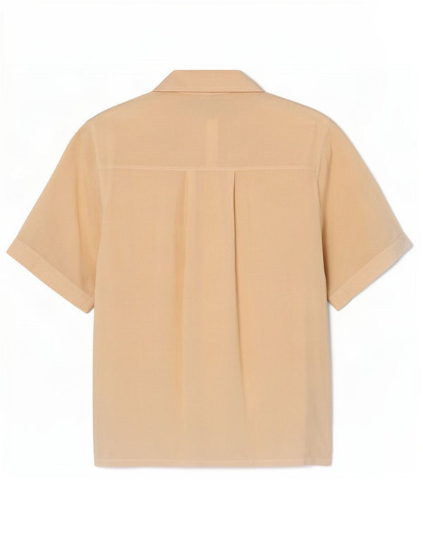 Vintage Damen Kurzarm-Hemdbluse UK 18 XL Beige
