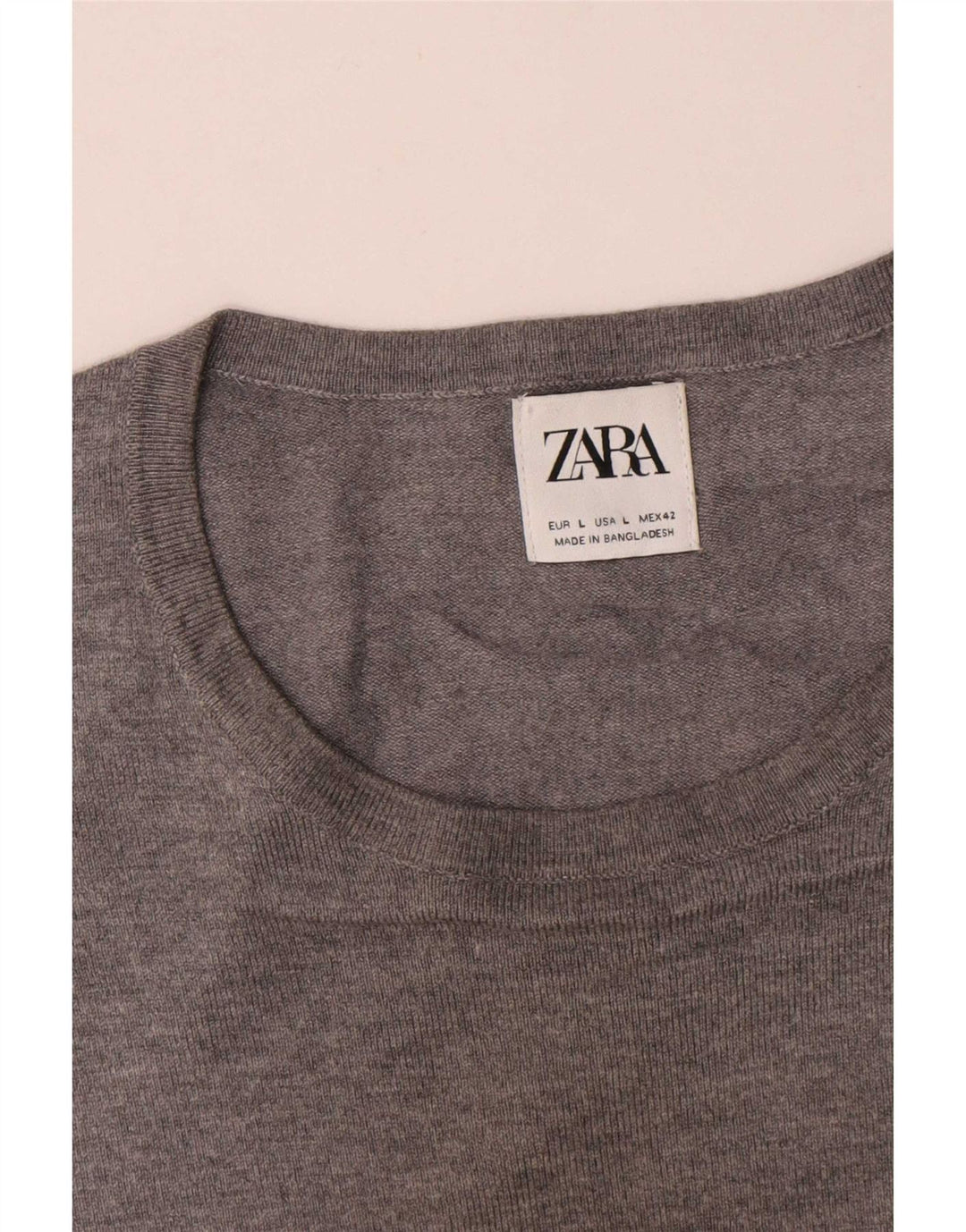 Zara Herren-Pullover mit Rundhalsausschnitt, Größe L, Grau