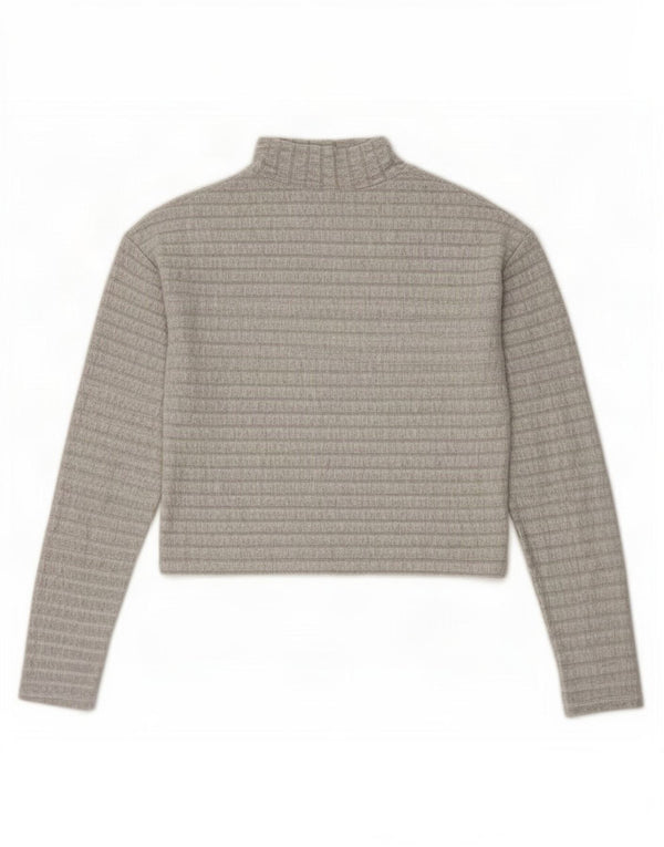 Topshop Damen Crop Top Langarm UK 8 Small Grau gestreift