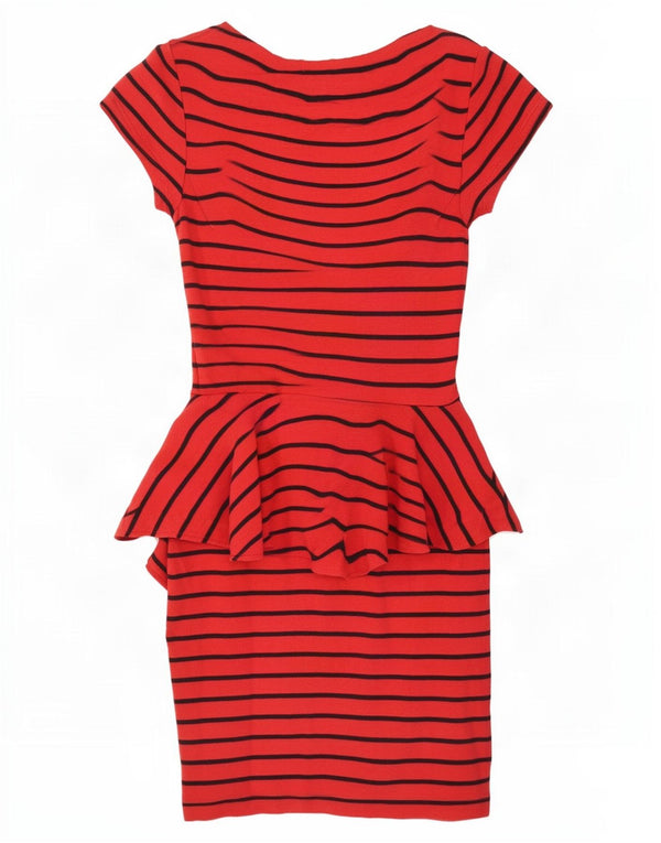 Topshop Schößchenkleid für Damen, Größe 36, Größe S, rot, gestreift, Baumwolle