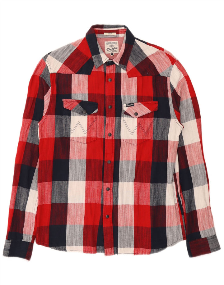 Wrangler Herren-Flanellhemd mit normaler Passform, klein, rot kariert, Baumwolle