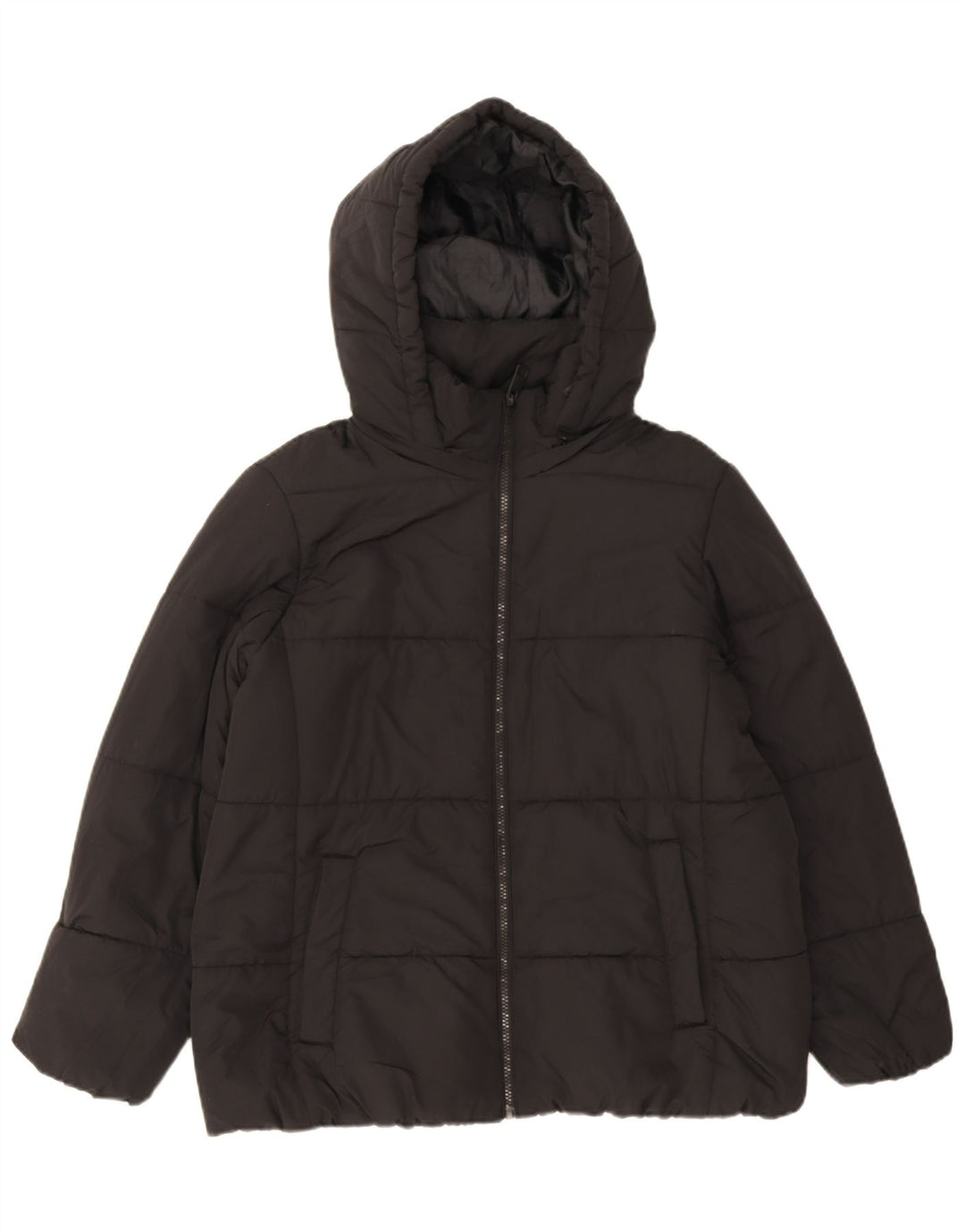 Marks & Spencer Wattierte Damenjacke mit Kapuze, UK 16, Größe L, Schwarz, Polyester