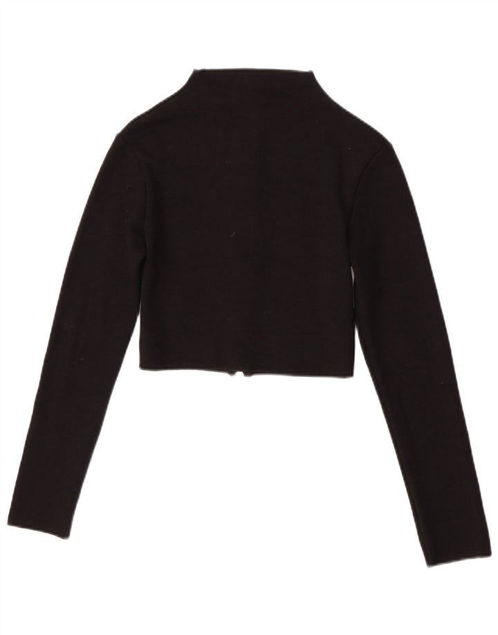 Zara Damen Crop Cardigan Top UK 12 Mittelschwarze Viskose