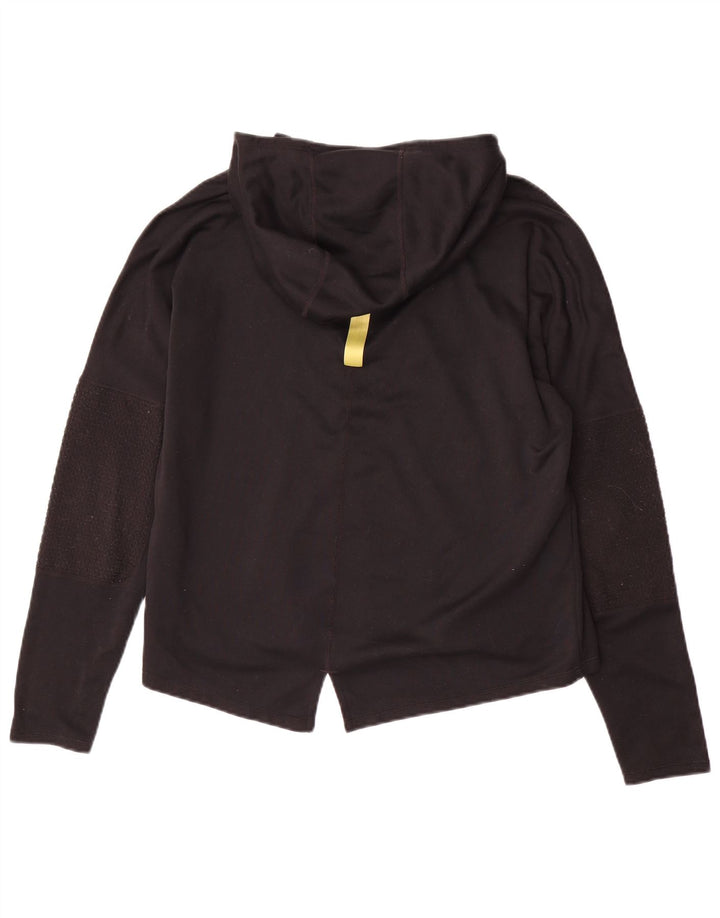 NIKE Damen Running Hooded Graphic Top Langarm UK 14 Medium Schwarz