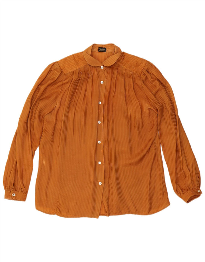 Vintage Damen Hemdbluse IT 46 Groß Orange gestreift