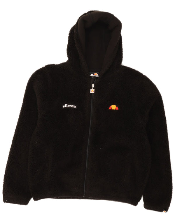 Ellesse Fleecejacke mit Kapuze für Mädchen, 12–13 Jahre, schwarzes Polyester