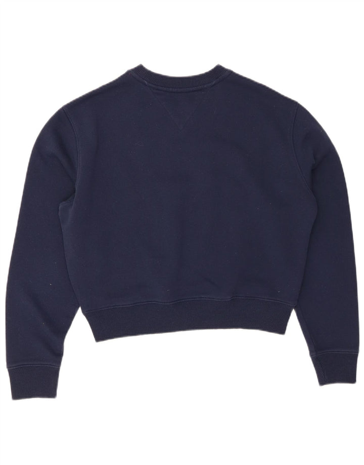 TOMMY HILFIGER Damen Crop Sweatshirt Pullover UK 10 Small Marineblau