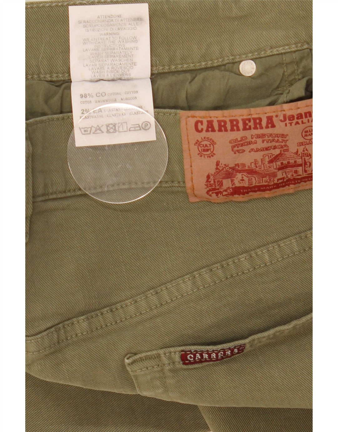 Carrera Herren Slim Jeans W34 L33 Grüne Baumwolle