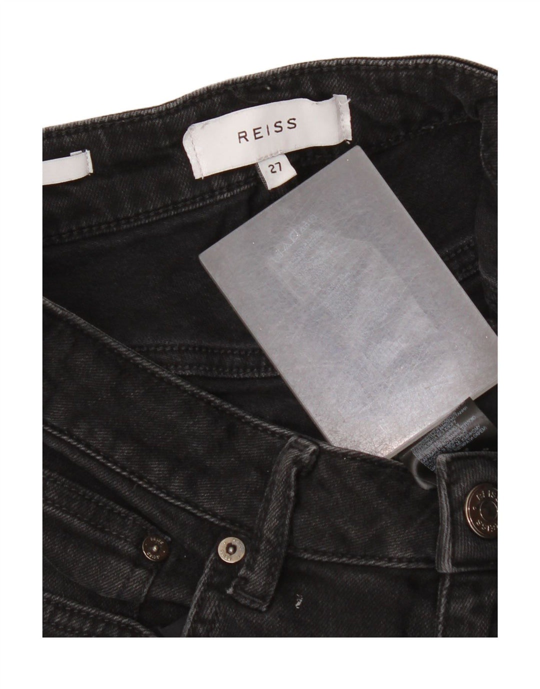 Reiss Damen Slim Jeans W27 L26 Schwarze Baumwolle