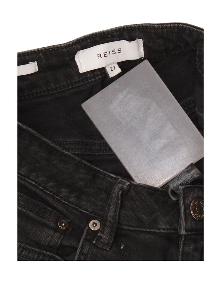 Reiss Damen Slim Jeans W27 L26 Schwarze Baumwolle