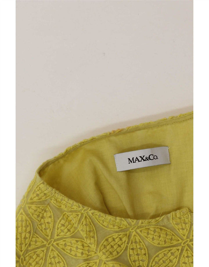 Max & Co. Ärmelloses Damen-Blusenoberteil, Gr. 10, klein, gelb geblümt