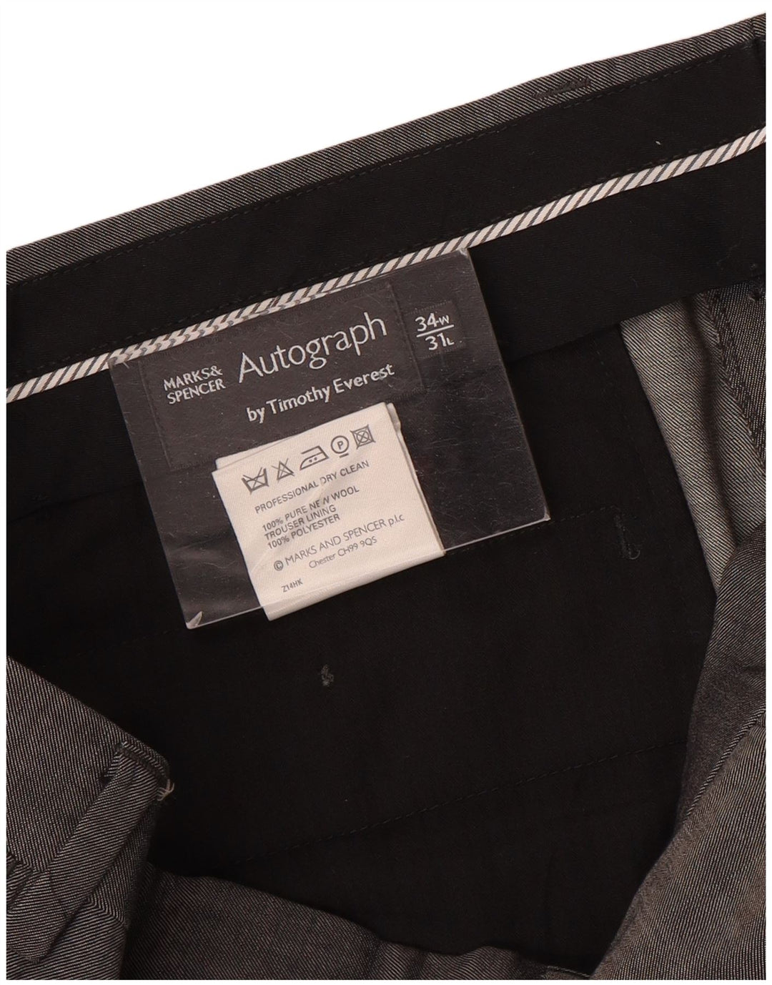 Marks & Spencer Herren Autograph Gerade Anzughose W34 L31 Graue Wolle