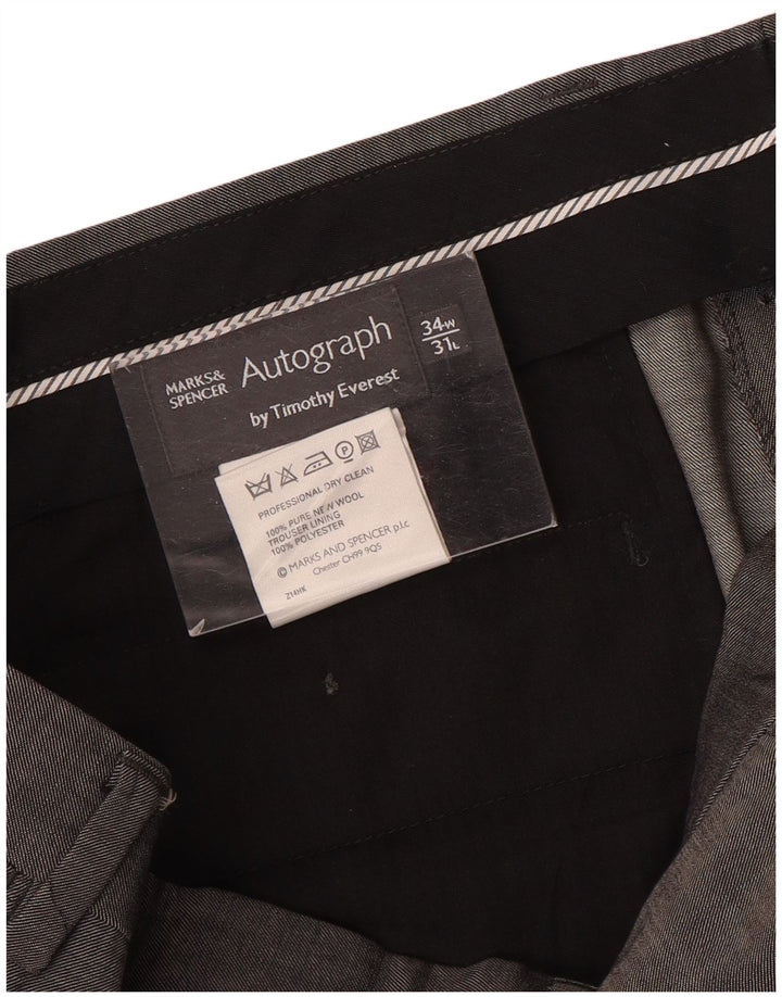 Marks & Spencer Herren Autograph Gerade Anzughose W34 L31 Graue Wolle