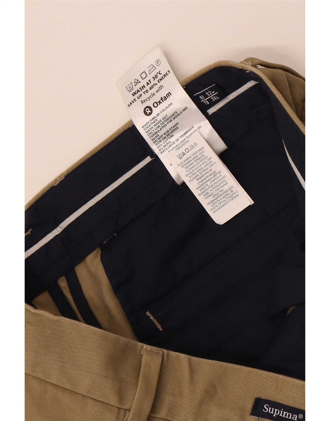 Marks & Spencer Herren Blue Harbour Straight Anzughose W32 L31 Beige