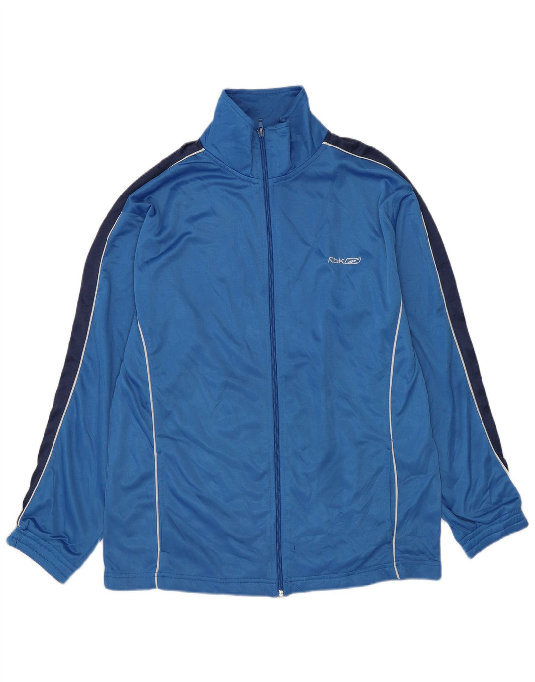 Reebok Herren-Trainingsanzug-Top-Jacke aus mittelblauem Colourblock-Polyester