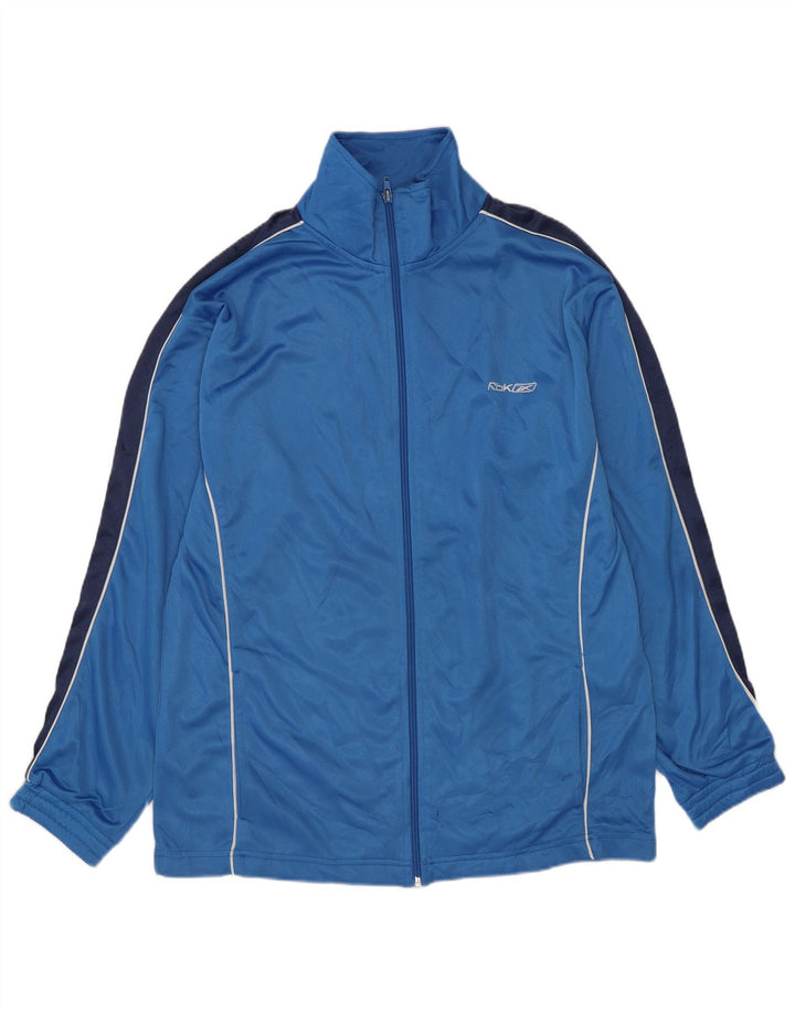 Reebok Herren-Trainingsanzug-Top-Jacke aus mittelblauem Colourblock-Polyester