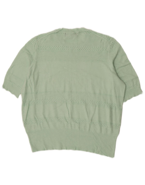 Marks & Spencer Damen-Pullover mit Rundhalsausschnitt, Gr. 14, Größe L, grün gestreift
