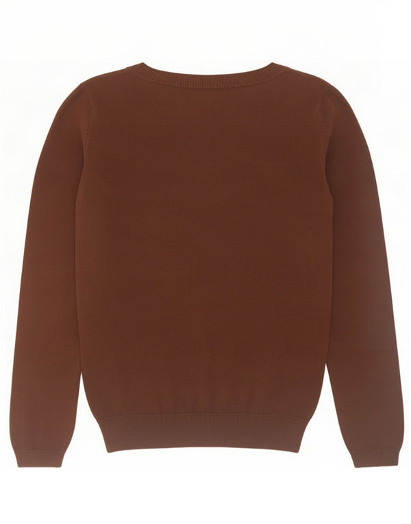 Zara Damen-Pullover mit U-Boot-Ausschnitt, UK 12, mittelbraune Baumwolle