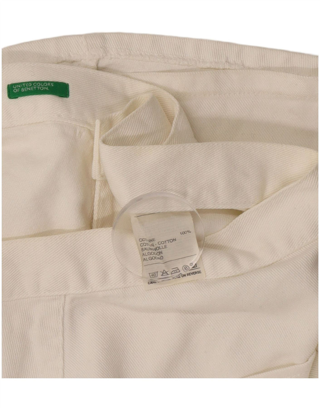 Benetton Damen Denim-A-Linien-Rock IT 44 Medium W30 Off White Cotton
