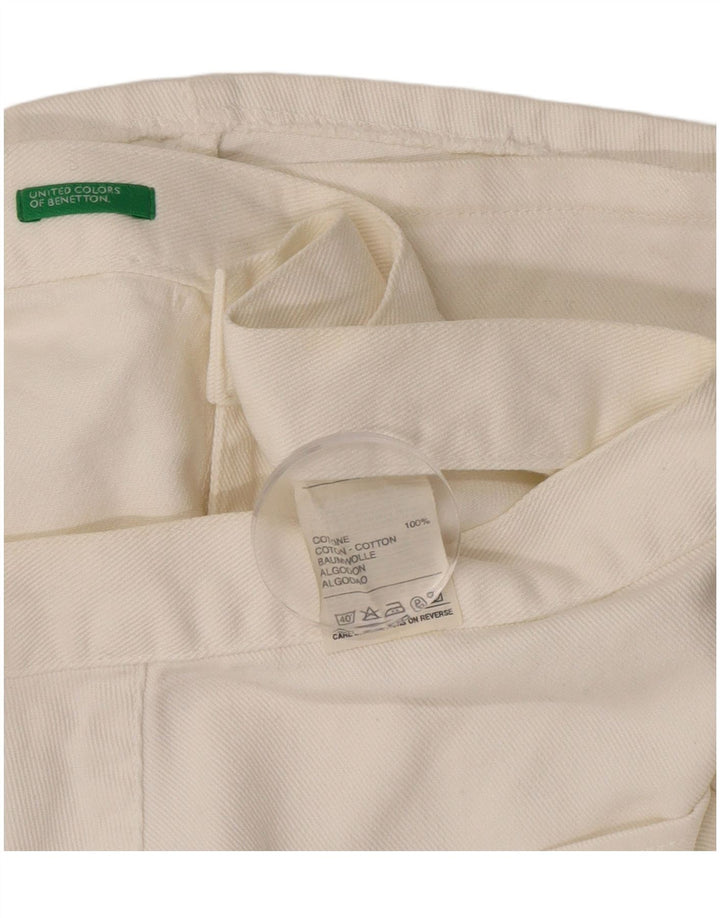 Benetton Damen Denim-A-Linien-Rock IT 44 Medium W30 Off White Cotton