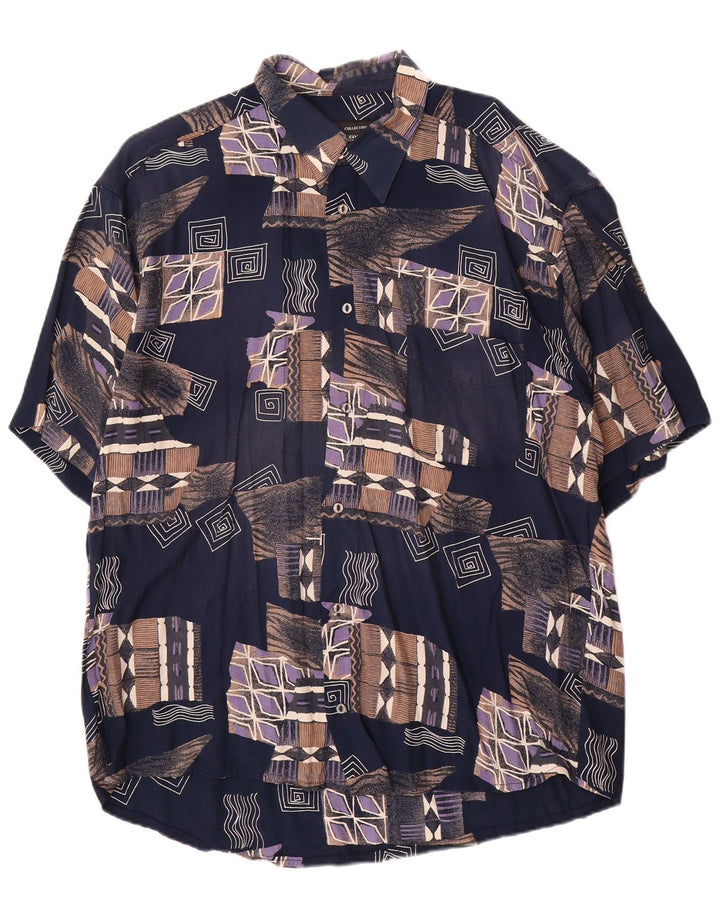 Tipo' S Herren Kurzarmhemd 2XL Marineblau Patchwork