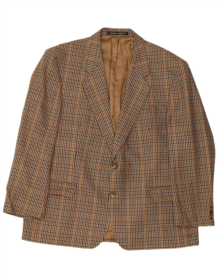 Marks & Spencer Herren-Blazer mit 2 Knöpfen, UK 44, 2XL, brauner Hahnentrittmuster