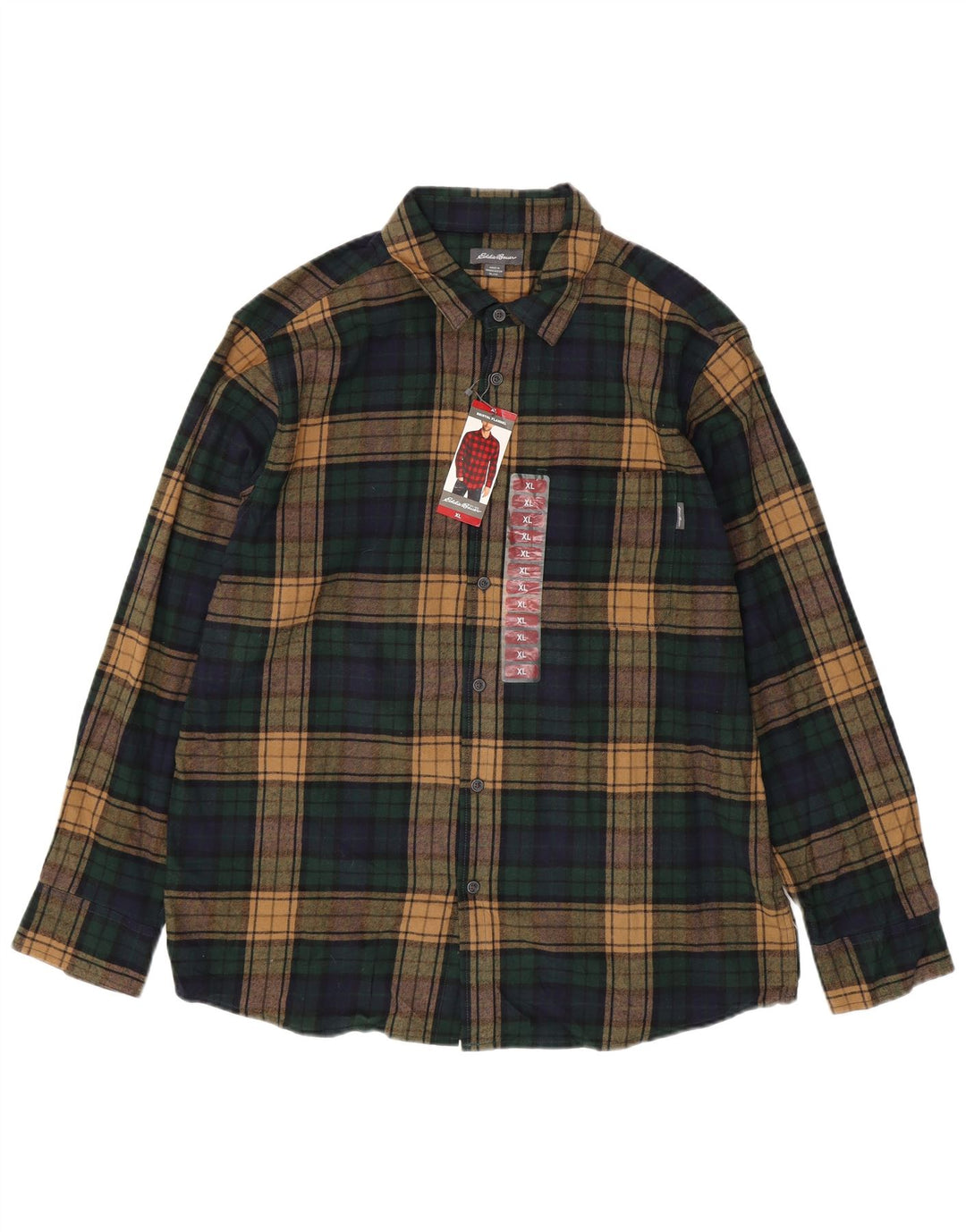 EDDIE BAUER Herren Flanellhemd XL grün kariert Baumwolle