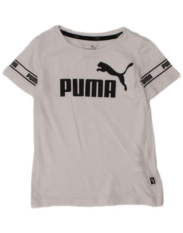 PUMA Jungen T-Shirt mit Grafik, 4–5 Jahre, weiße Baumwolle