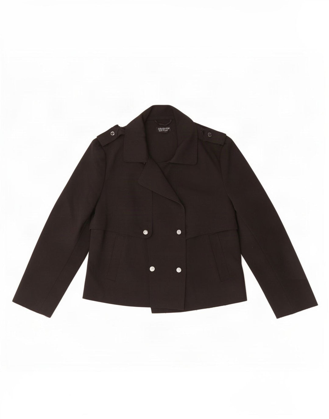 Topshop Damen Kurzer Trenchcoat UK 12 Medium Schwarz Polyester