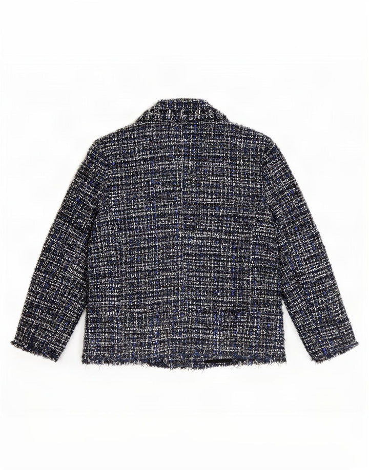 Zara Damen 4-Knopf-Blazerjacke UK 12 Mittelblau meliert
