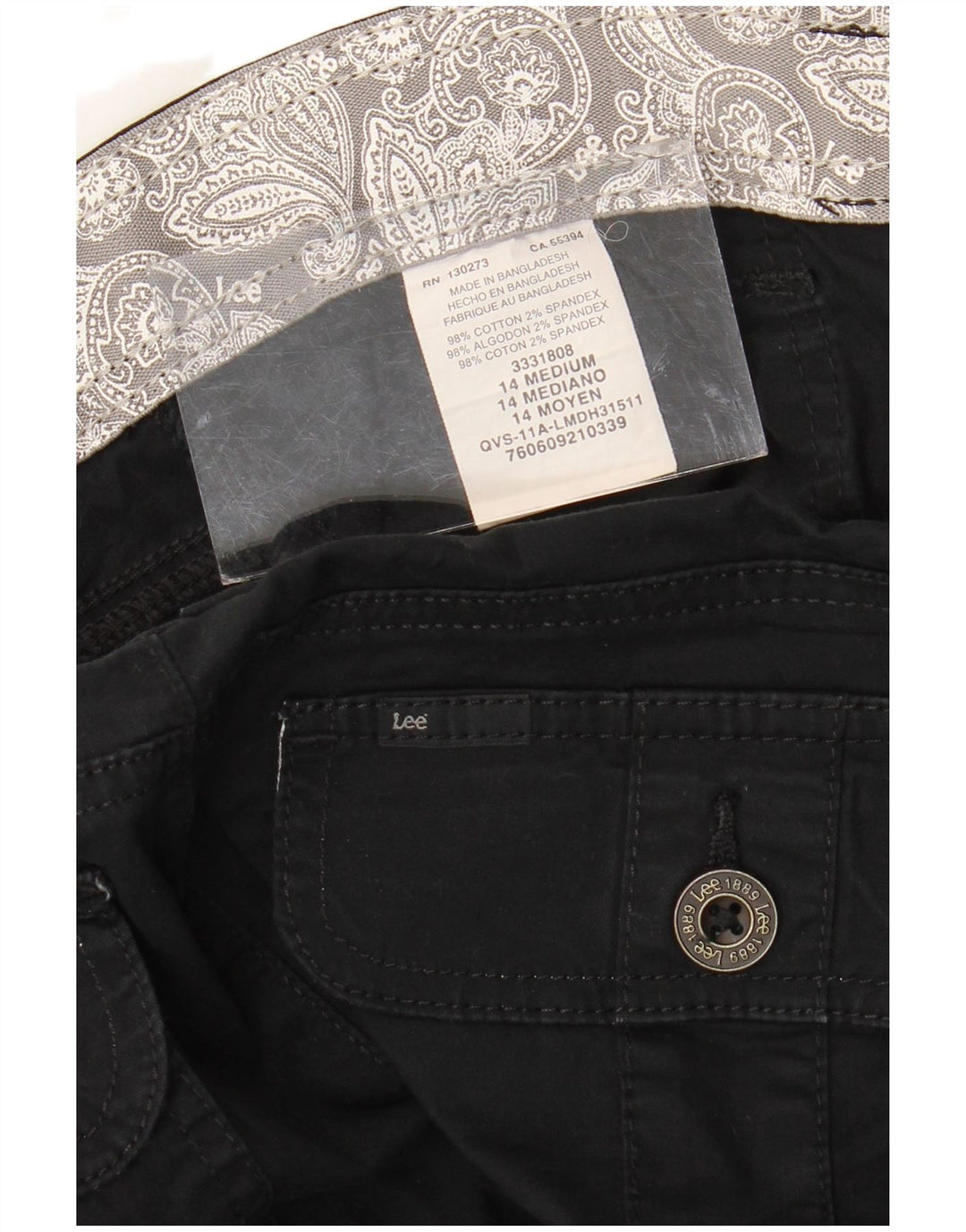 LEE Damen Bermuda Cargo Shorts US 14 XL W36 Schwarze Baumwolle