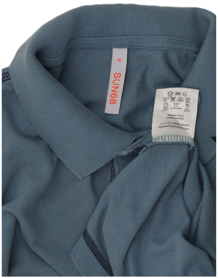 Sun68 Herren-Poloshirt aus mittelblauer Baumwolle