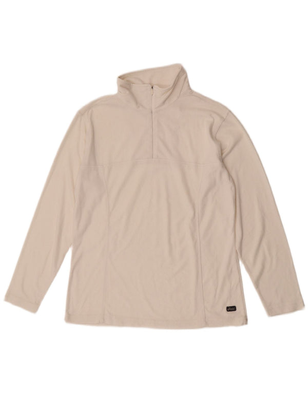 Asics Damen-Fleecepullover mit Reißverschluss am Hals, UK 14, Mittelweiß, Polyester