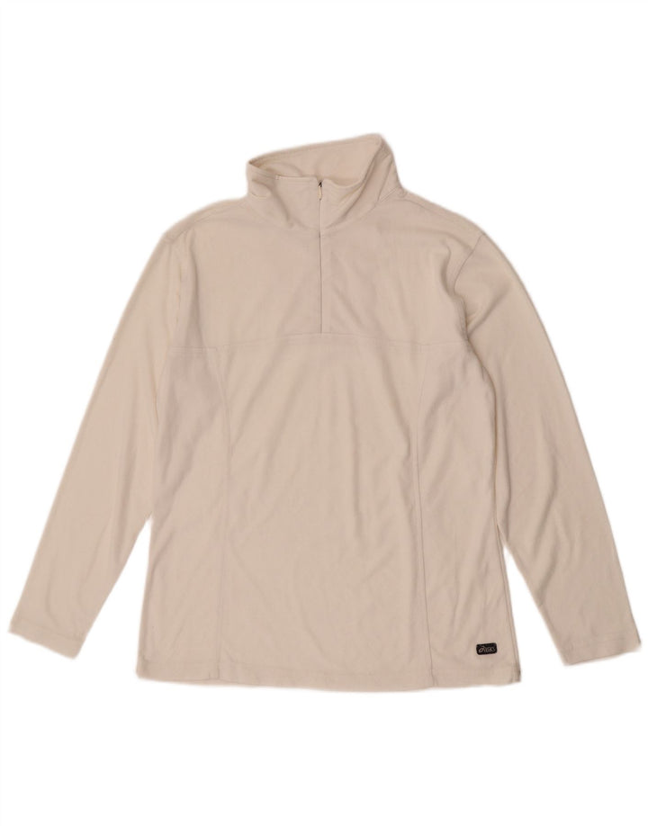 Asics Damen-Fleecepullover mit Reißverschluss am Hals, UK 14, Mittelweiß, Polyester