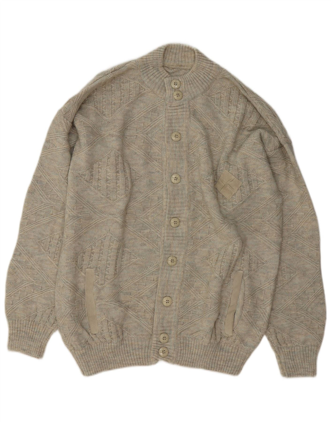 Vintage Herren Cardigan Pullover IT 52 Große graue Wolle
