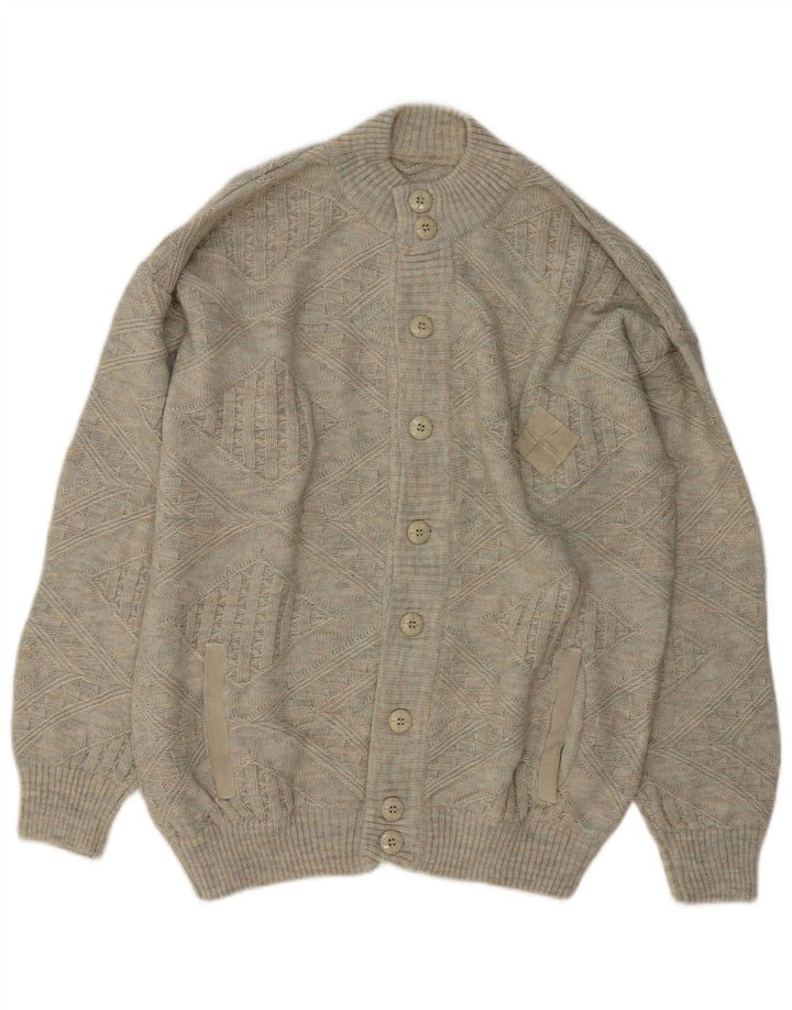 Vintage Herren Cardigan Pullover IT 52 Große graue Wolle