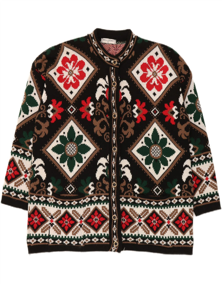 BELLISIMO Damen-Strickjacke in Übergröße, Gr. 16, Größe L, Schwarz, Fair Isle
