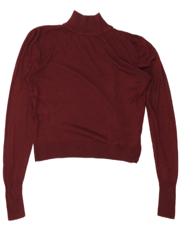 Zara Damen Crop Oversized Rollkragenpullover Pullover UK 10 Small Burgund