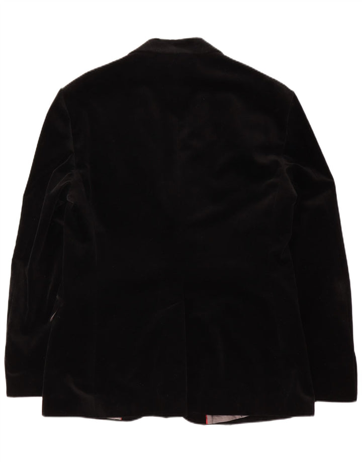Sisley Herren-Blazer aus Samt mit 2 Knöpfen, IT 52 XL, schwarze Baumwolle