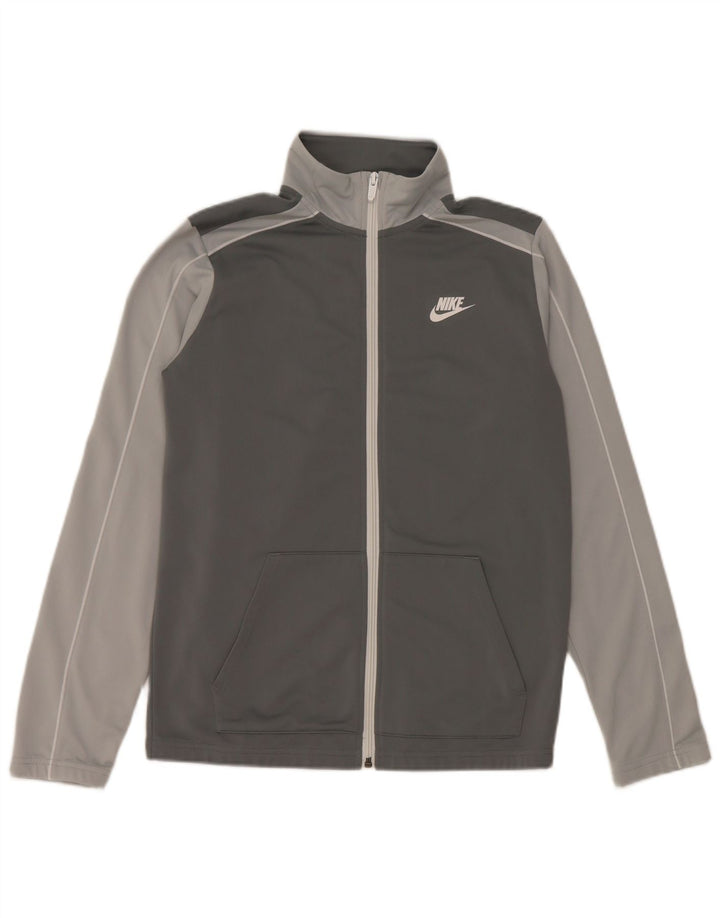 NIKE Jungen-Trainingsanzug-Top-Jacke, 13–14 Jahre, XL, graues Polyester