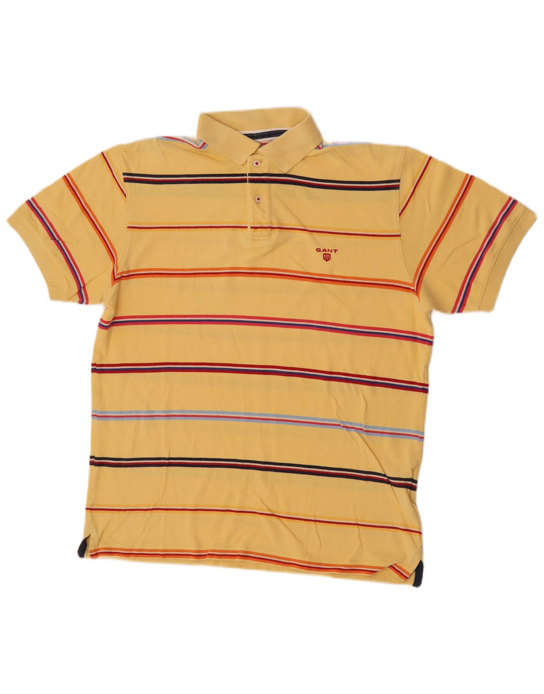 Gant Herren-Poloshirt, groß, gelb gestreift, Baumwolle