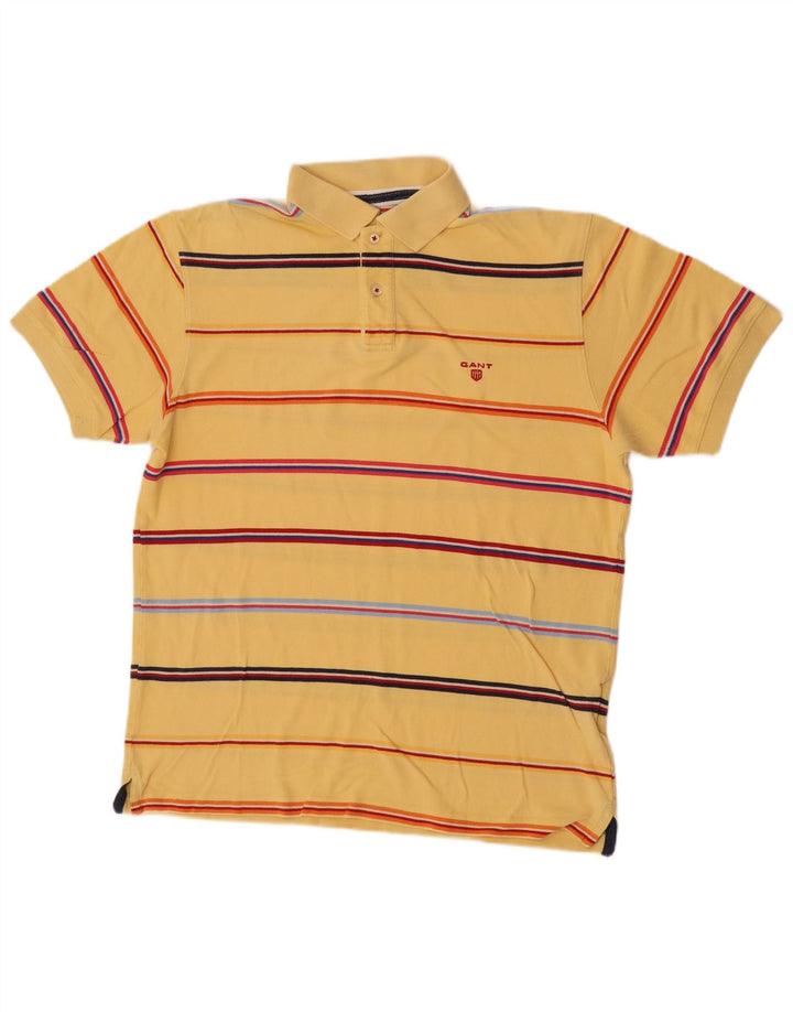 Gant Herren-Poloshirt, groß, gelb gestreift, Baumwolle