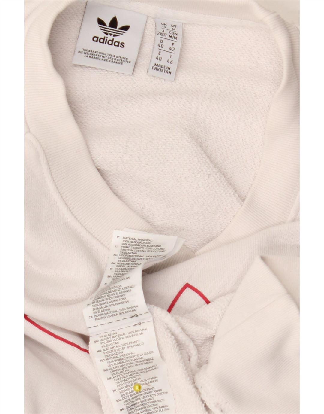 ADIDAS Damen Grafik-Sweatshirt-Pullover UK 14 Große weiße Baumwolle