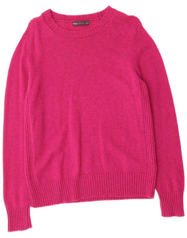 Marks & Spencer Damen-Pullover mit U-Boot-Ausschnitt, UK 14, Größe L, rosafarbene Lammwolle