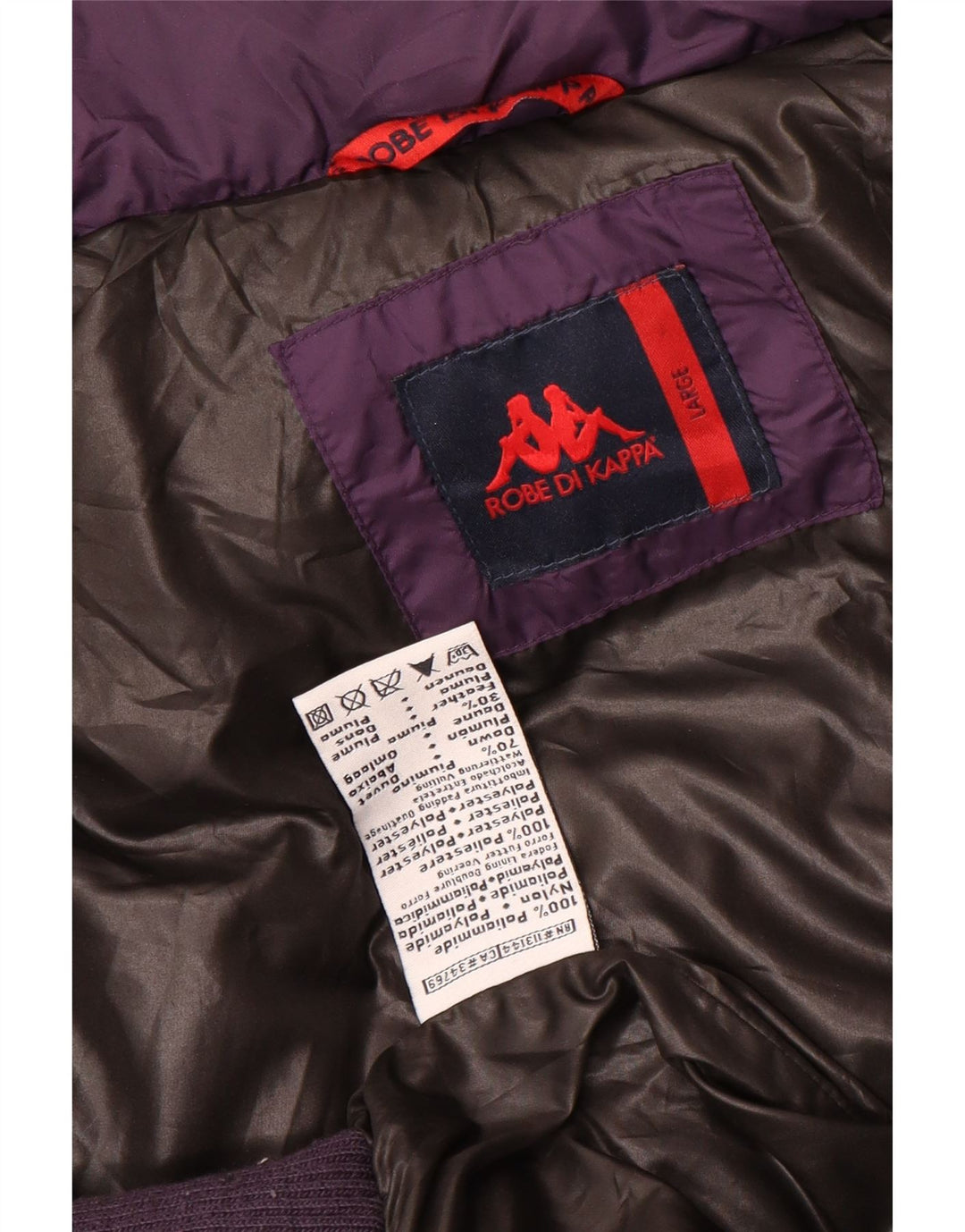 Kappa Herren Wattierte Jacke UK 38 Large Lila Nylon