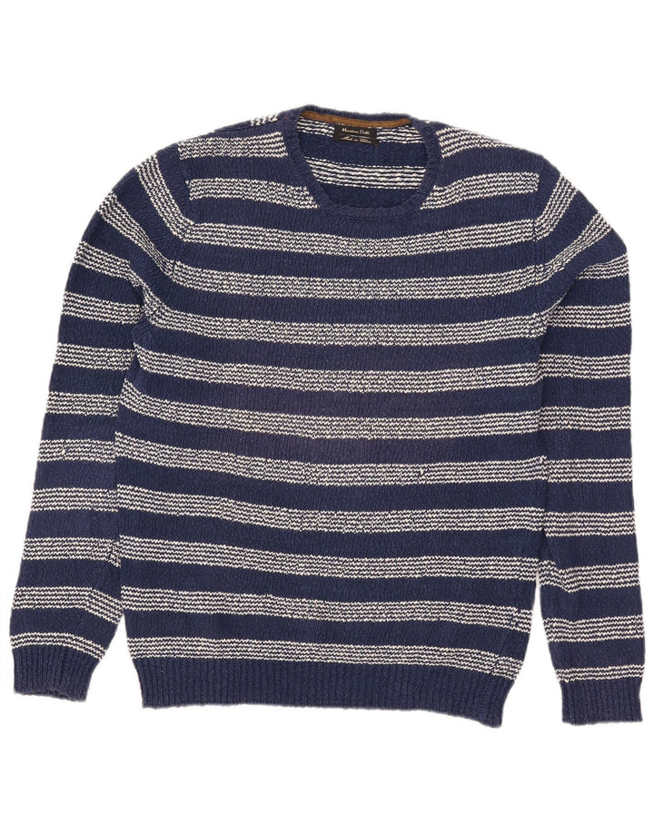 Massimo Dutti Damen-Pullover mit Rundhalsausschnitt, UK 16, Größe L, blau gestreift