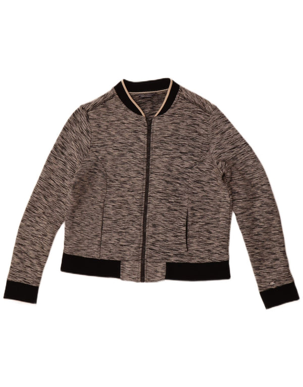 Tommy Hilfiger Damen-Trainingsanzug-Top-Jacke, UK 12, mittelgrau gefleckte Baumwolle