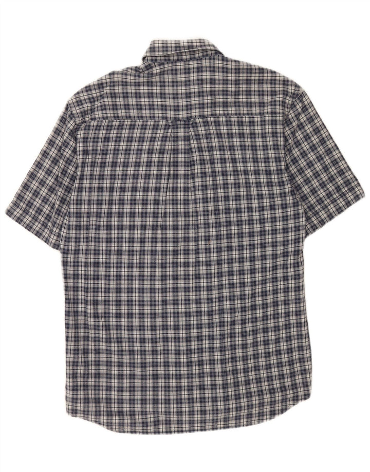 Mustang Herren-Kurzarmhemd aus mittelblauer, karierter Baumwolle