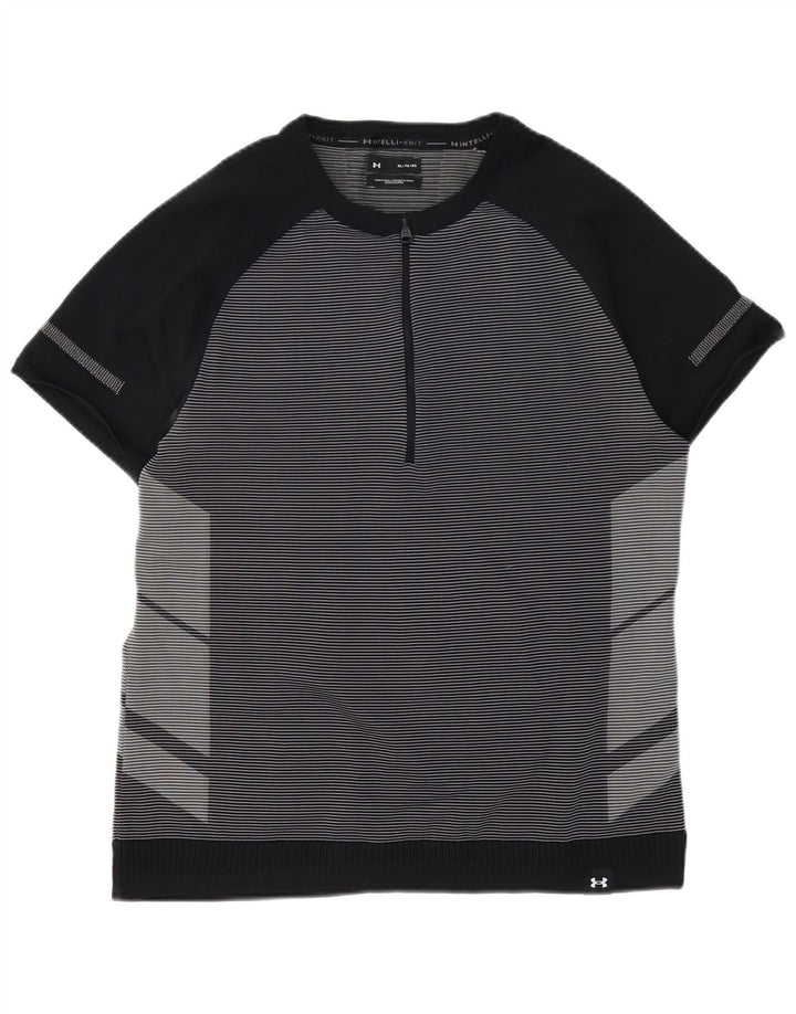 UNDER ARMOUR Herren T-Shirt Top XL Schwarz Nadelstreifen Polyester