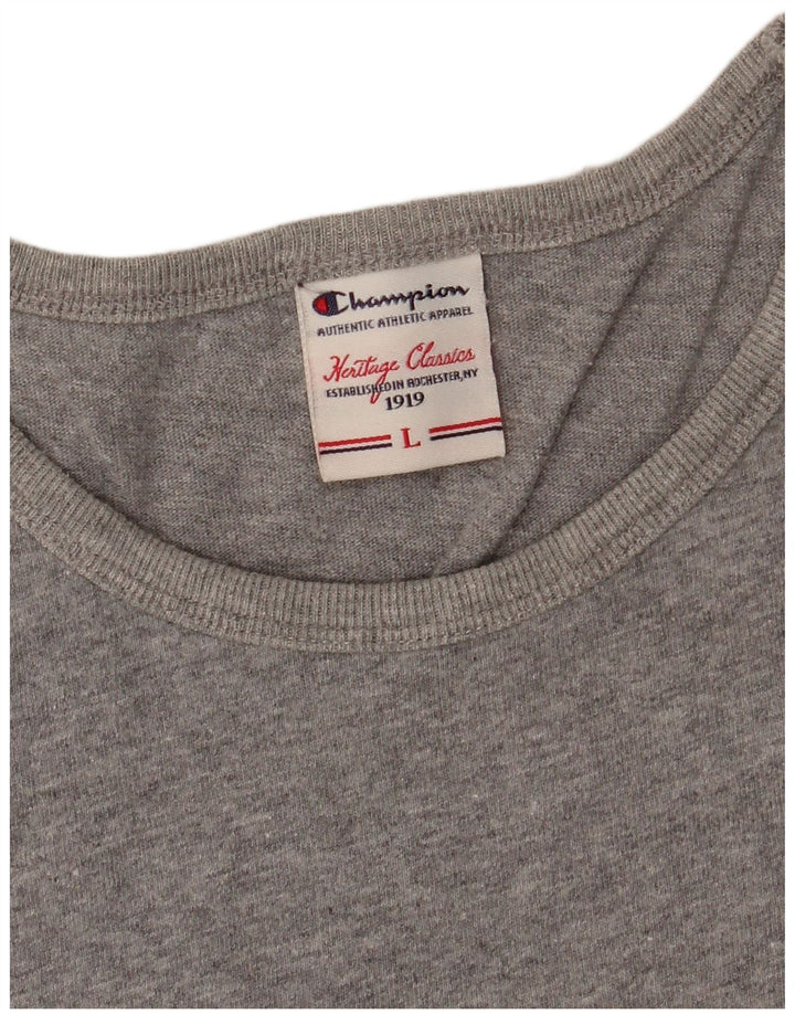 CHAMPION Damen Heritage Classics Graphic T-Shirt Top UK 14 Large Grau